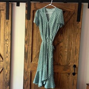 Floral Green Wrap Dress